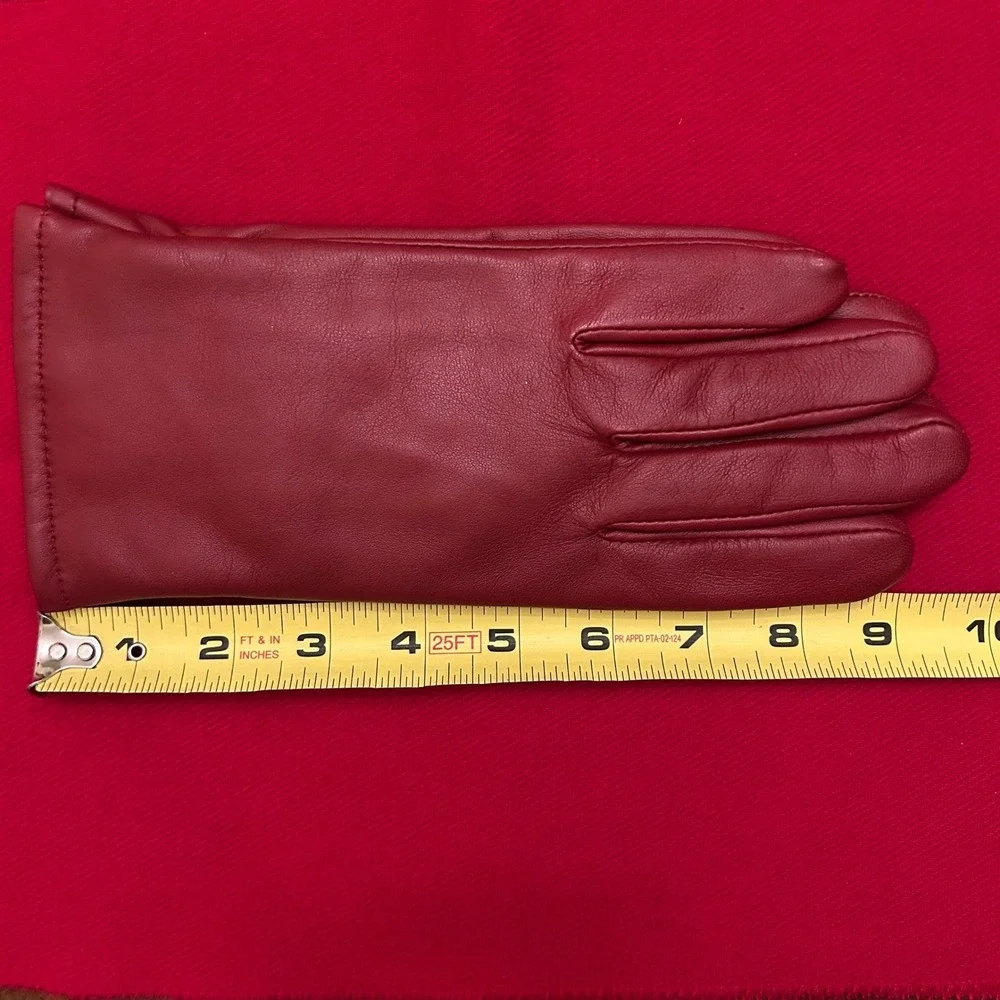 NWT Pratt and Hart Womens Broadway Cherry Red Leather Gloves Size 7.5 Thinsulate